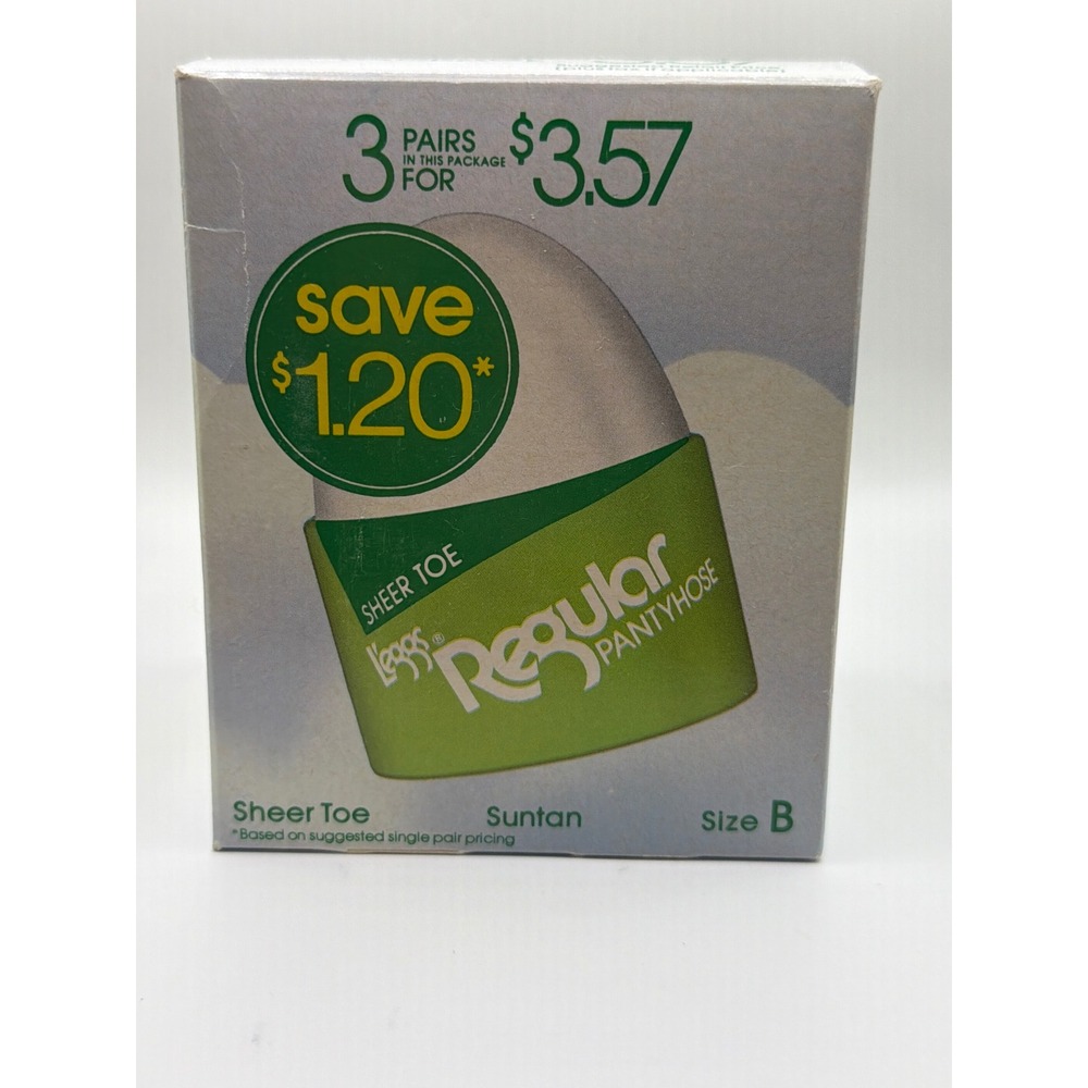 NIB VTG 80s L'eggs Regular Pantyhose Women Size B Suntan 3 Pairs Sheer Toe